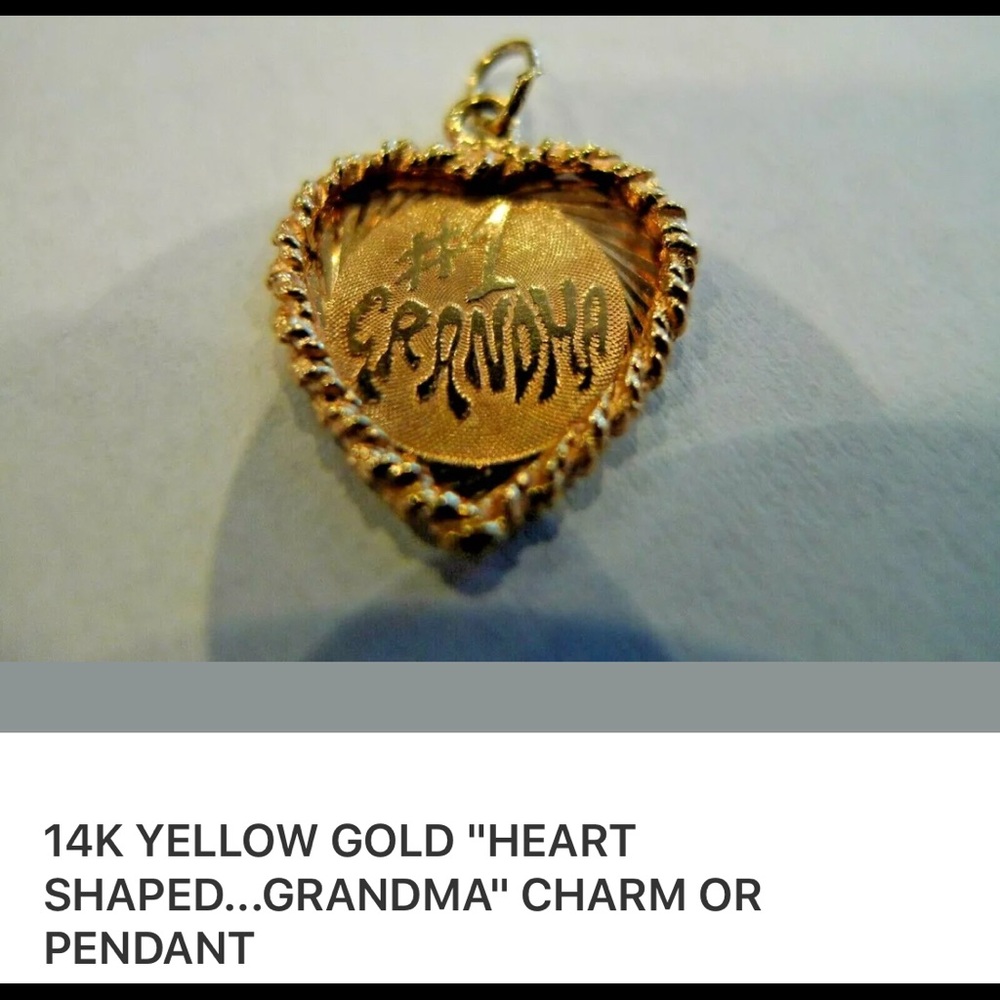 14K Solid Gold #1 Grandma Pendant or Charm